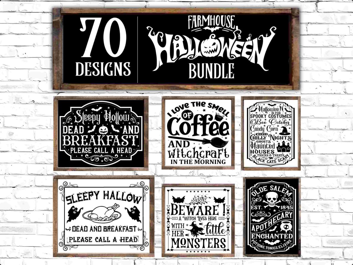 Vintage Halloween Signs Bundle 70 Farmhouse SVG PNG