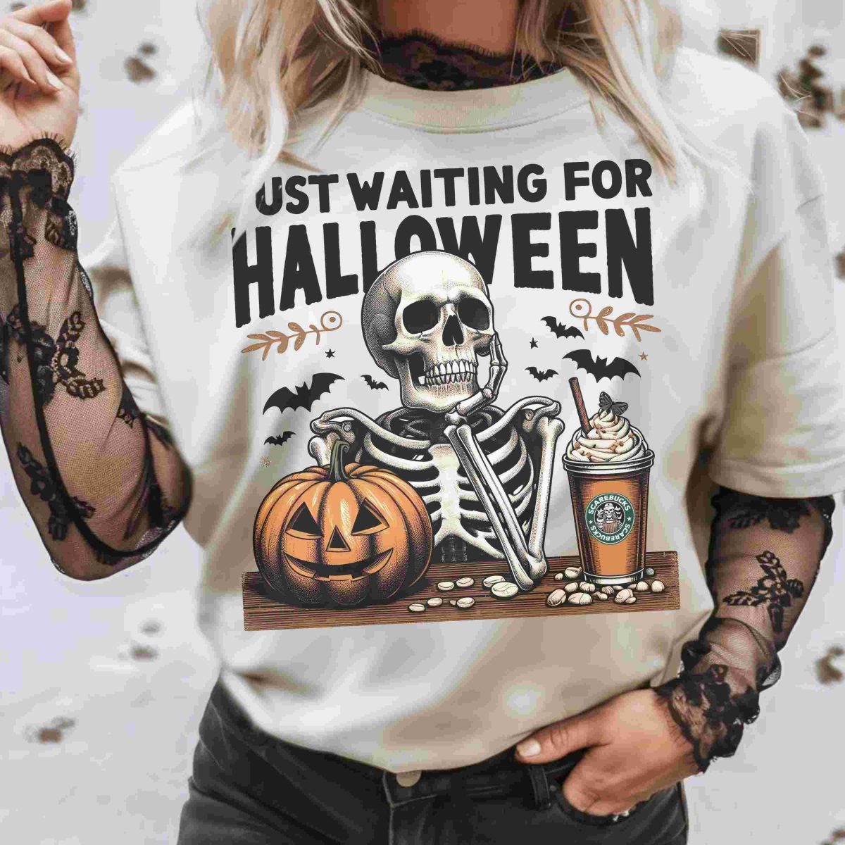 Vintage Halloween Skeleton Design PNG for Female Skeleton Shirt