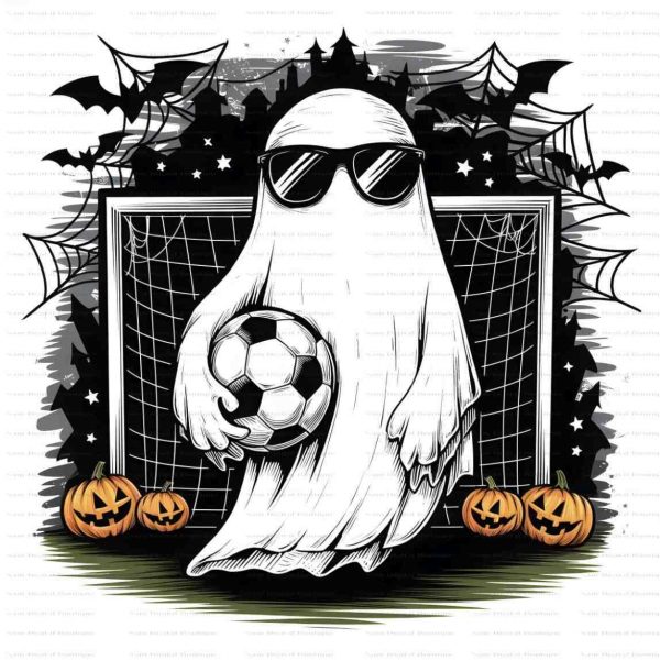 Vintage Halloween Soccer Ghost PNG