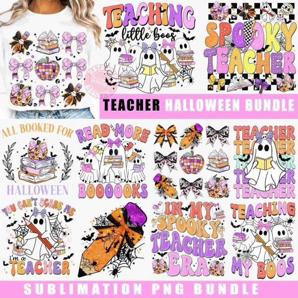 Vintage Halloween Teacher Bundle with Spooky PNG Files