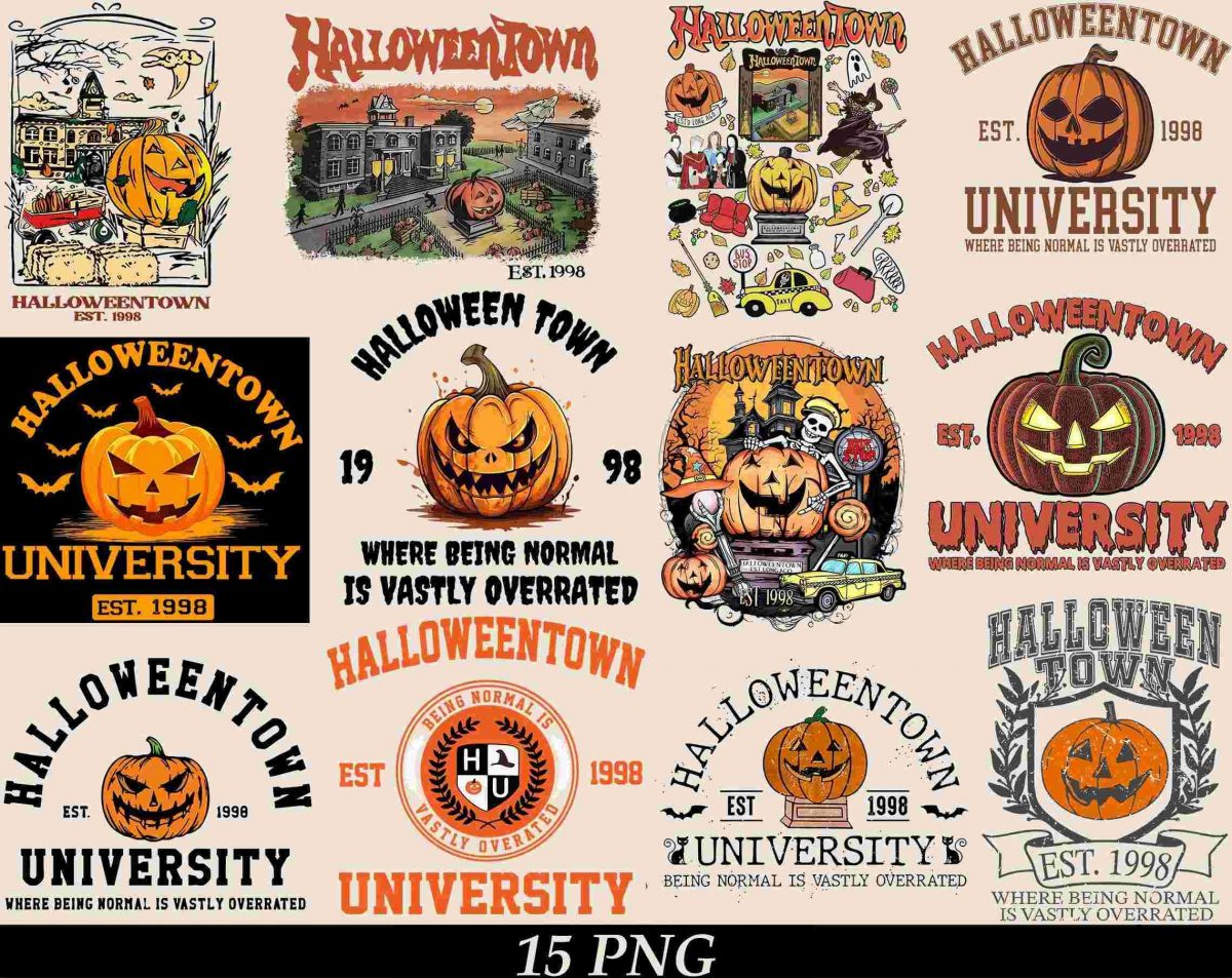 Vintage Halloween Town University 1998 SVG Pumpkin Face Spooky Season