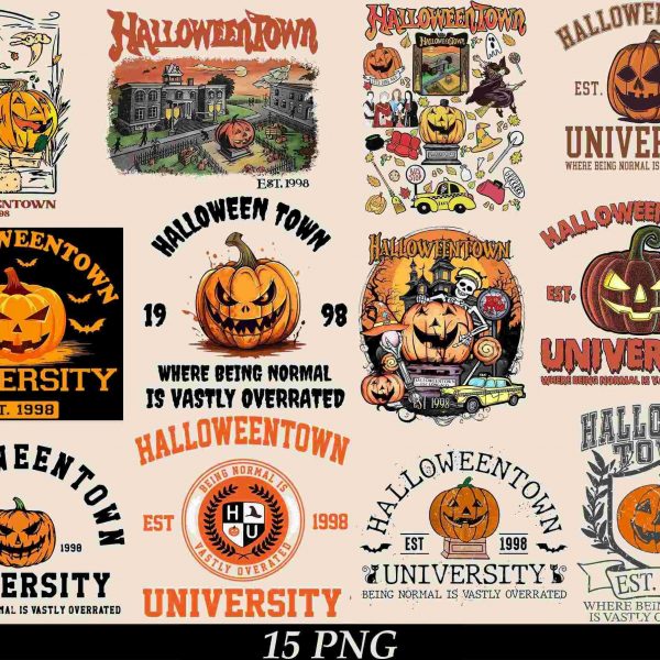 Vintage Halloween Town University 1998 SVG Pumpkin Face Spooky Season