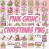 Vintage Pink Christmas PNG Bundle Festive Merry Christmas Designs