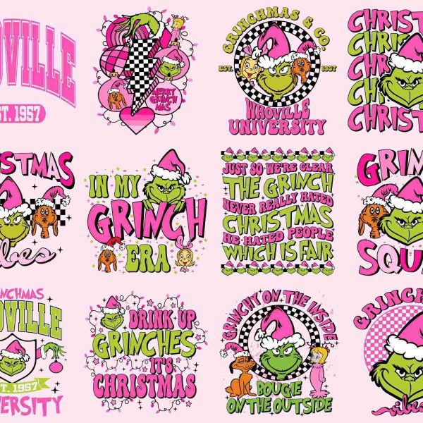 Vintage Pink Christmas PNG Bundle for Festive Shirt Designs