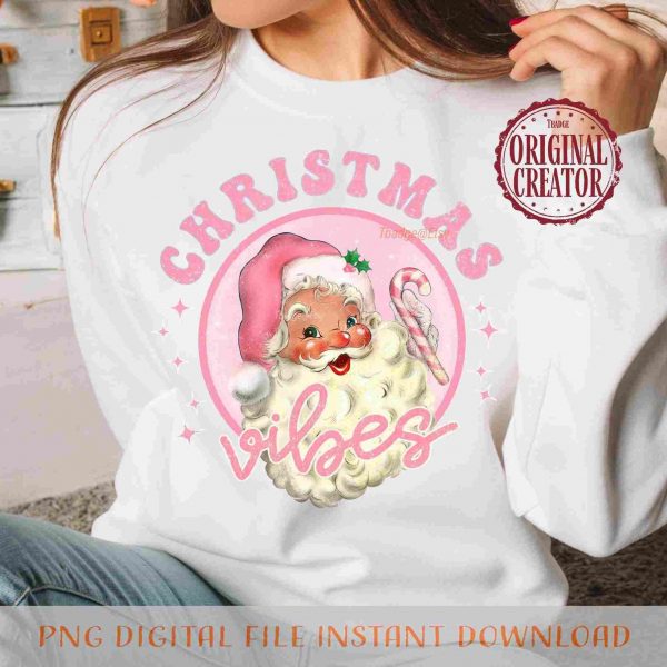 Vintage Pink Holiday Feels Svg for Shirt Design Instant Digital