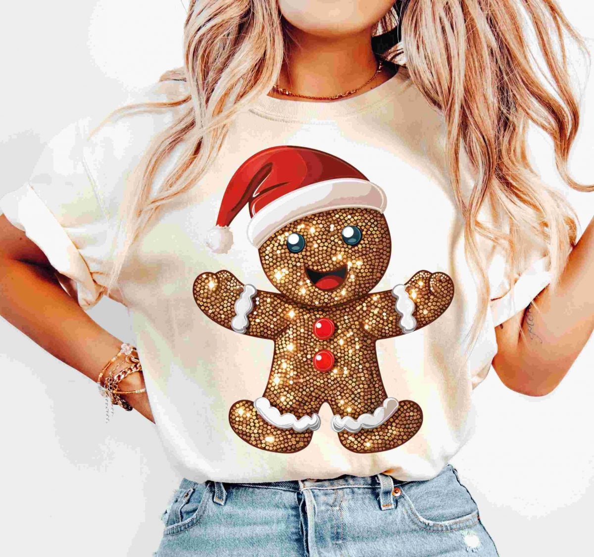 Vintage Retro Gingerbread Christmas Clipart Disco png Glitter