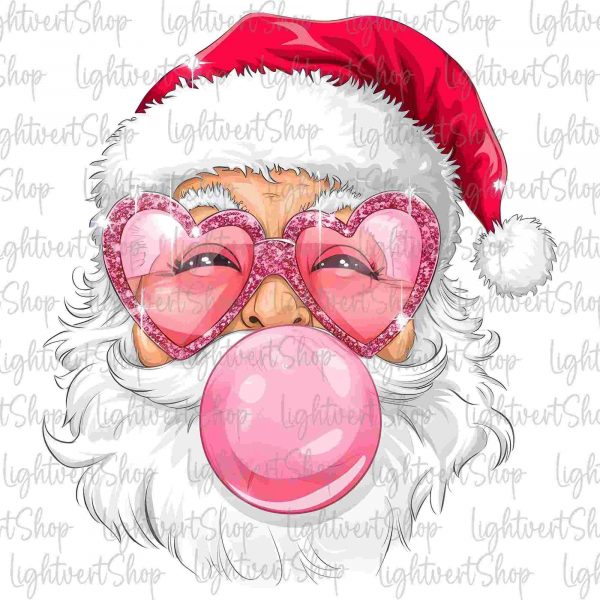 Vintage Santa Christmas Bubble PNG for Festive Xmas Sublimation Design