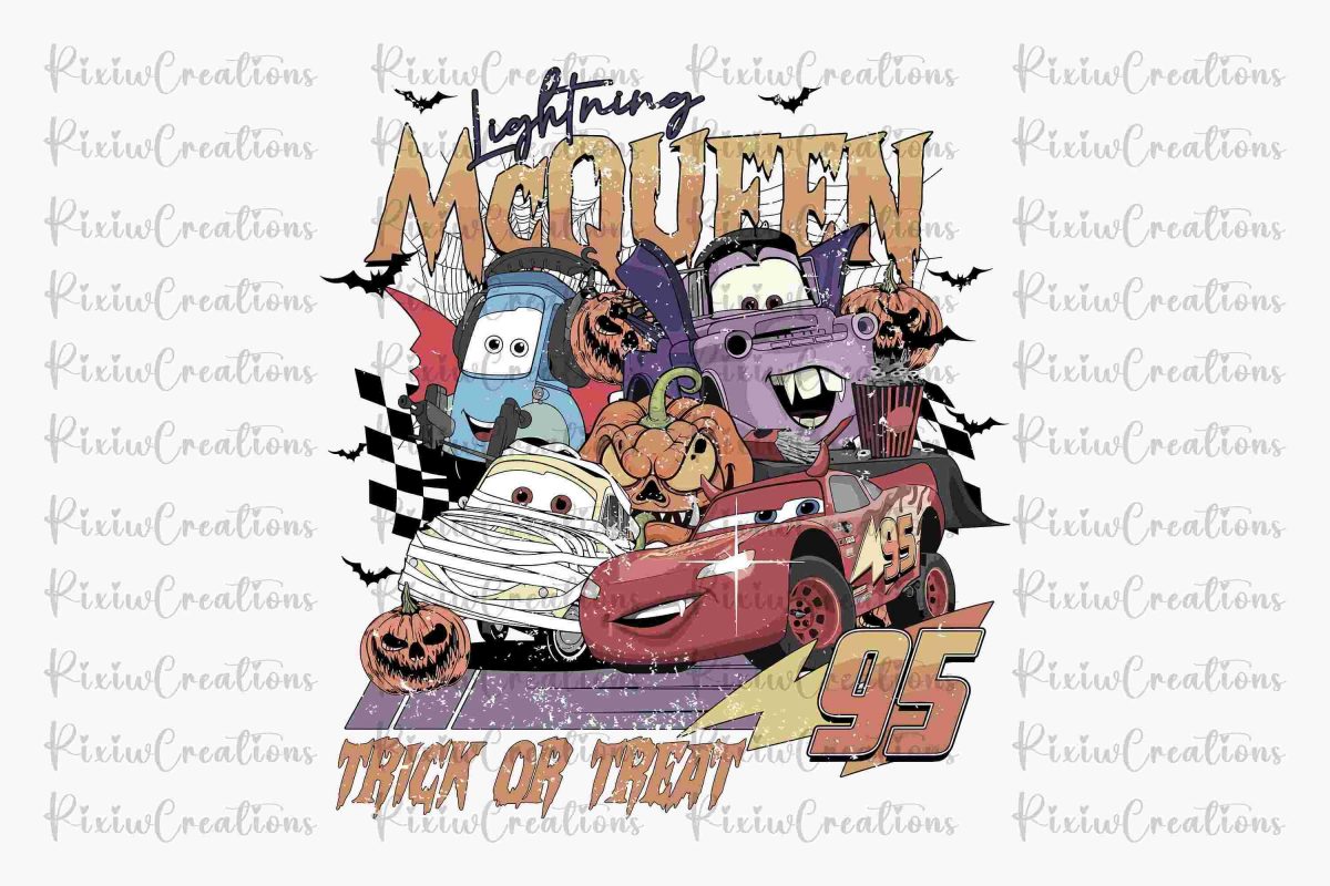 Vintage Thunder Vehicle SVG Halloween Car PNG McQueen Trick or Treat