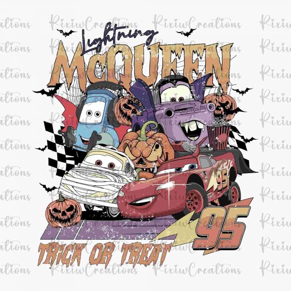 Vintage Thunder Vehicle SVG Halloween Car PNG McQueen Trick or Treat