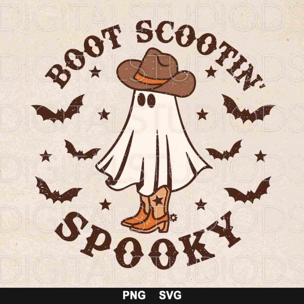 Vintage Western Ghost Halloween Design Collection PNG