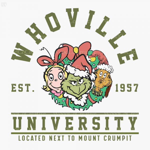 Vintage Whoville University 1957 Green Christmas Character Movies