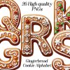 Watercolor Gingerbread Cookie Alphabet clipart, 26 high quality PNG files, christmas graphics, food clipart, letters clip art, cookie letter