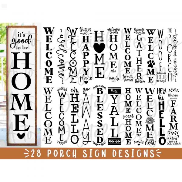 Welcome porch sign bundle vertical hello farmhouse svg