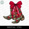 Western Cowgirl Christmas SVG PNG Clipart Festive Poinsettia Floral