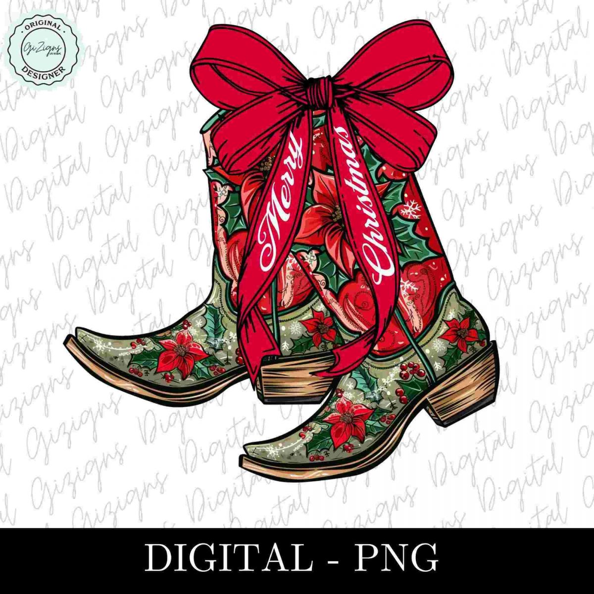 Western Cowgirl Christmas SVG PNG Clipart Festive Poinsettia Floral