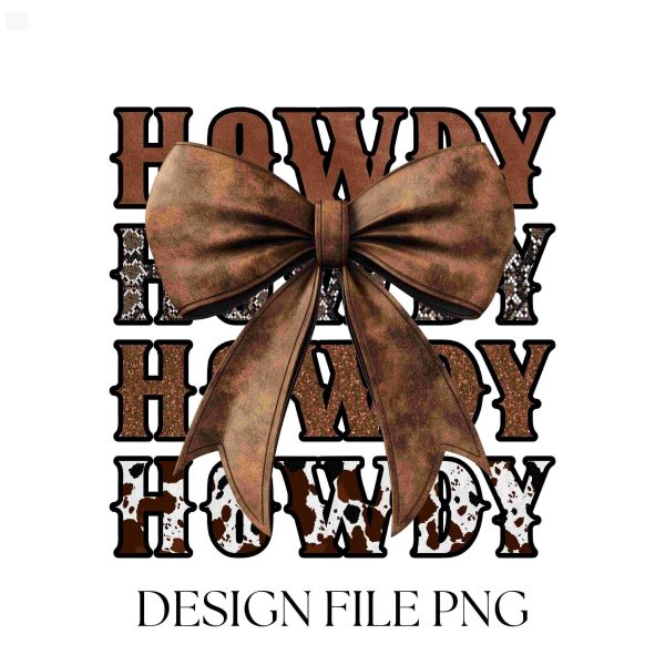 Western Cowgirl Howdy and Brown Leather Bow png Cowhide Bow and