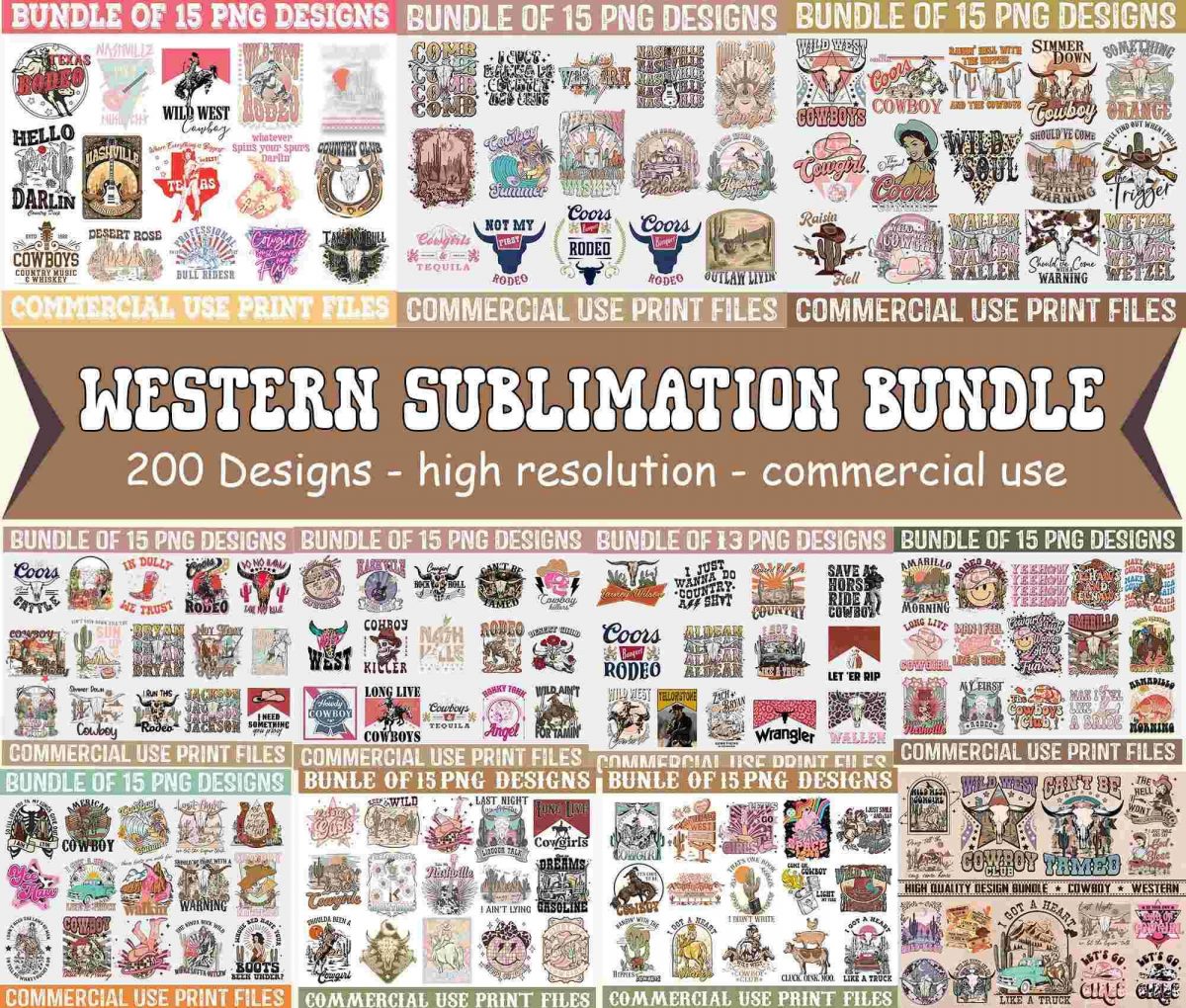 Western Sublimation Bundle PNG, Big Bundle Western, Cowboy Bundle, Cowgirl Png, Sublimation Designs, Western Png, Retro Western PNG Designs