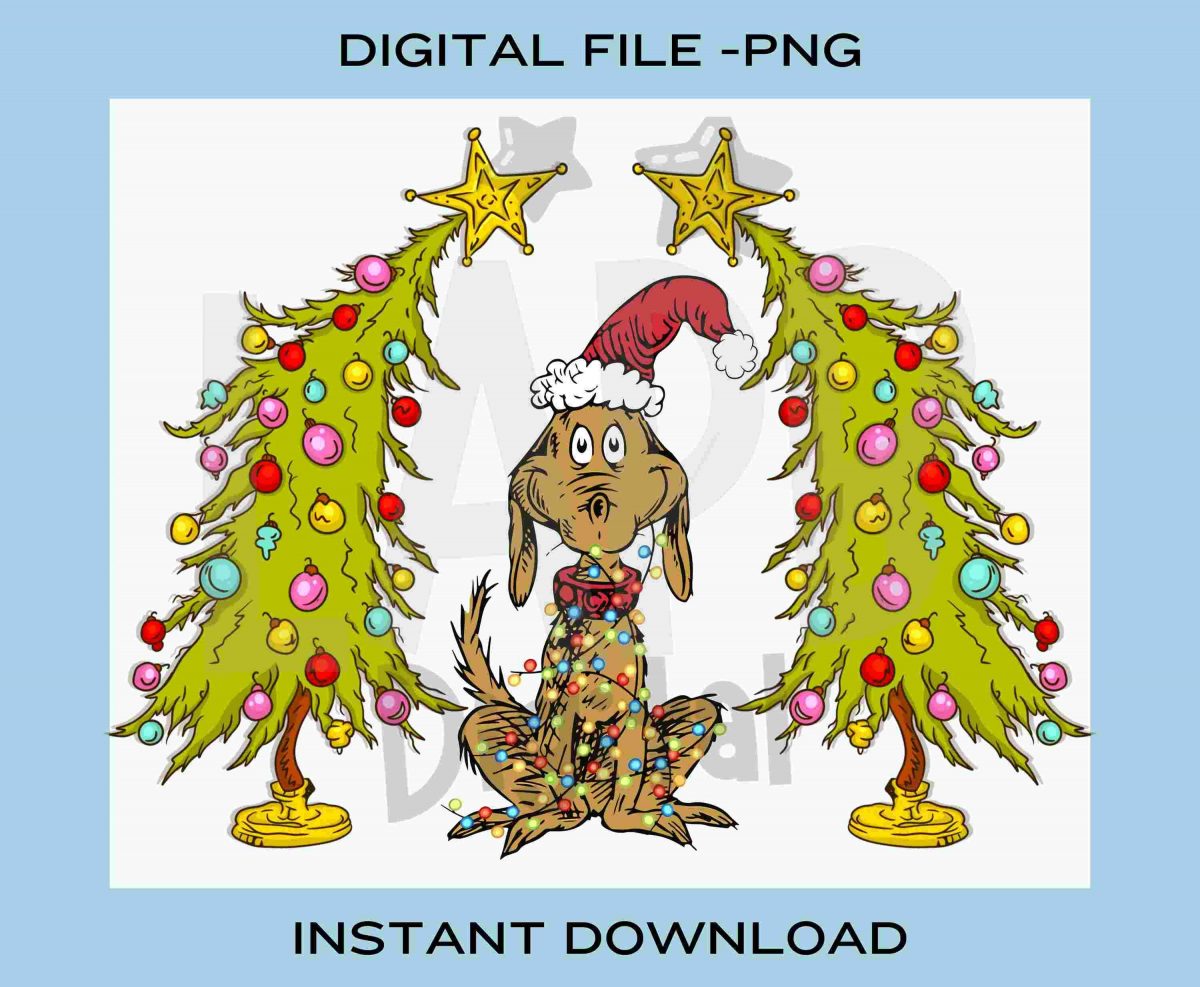 Whimsical Christmas Trees with Max Grinch Christmas PNG Instant