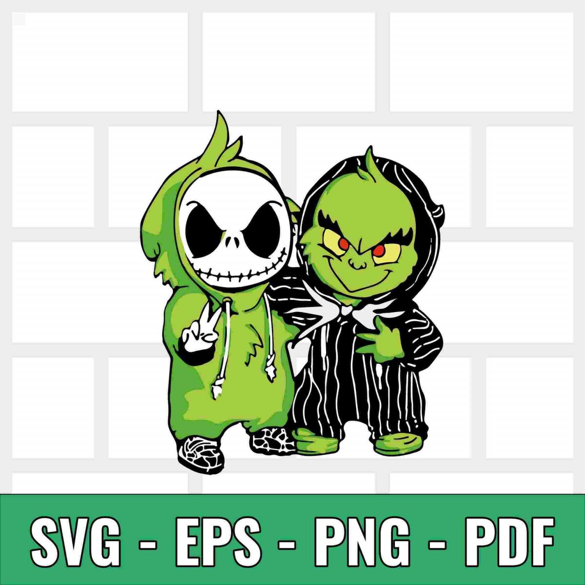 Whimsical Grinch Jack Skellington SVGPNG Bundle for Holiday DIY