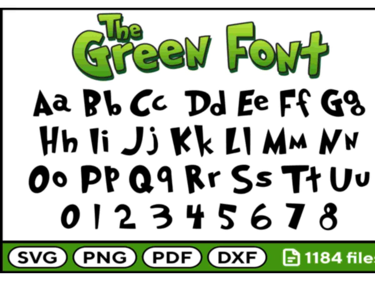 Whimsical Grinch SVG Alphabet Green Cartoon Font OTF TTF Christmas PNG