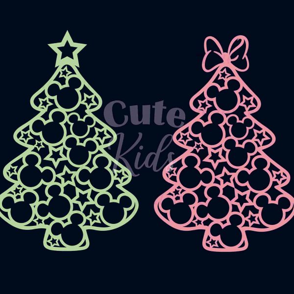 Whimsical Mouse Heads Xmas Trees Festive Swirls SVG Cut Files for