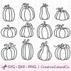 Whimsical Pumpkin Doodles Svg Bundle Line Art Kid Coloring Digital