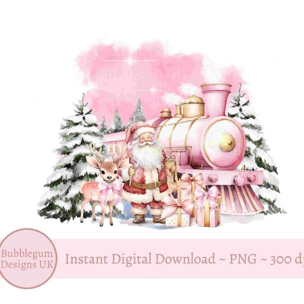 Whimsical Santa Deer Christmas Train Sublimation SVG Festive 1st