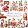 Whimsical Santas Village SVG Santa Reindeer PNG Christmas Clipart