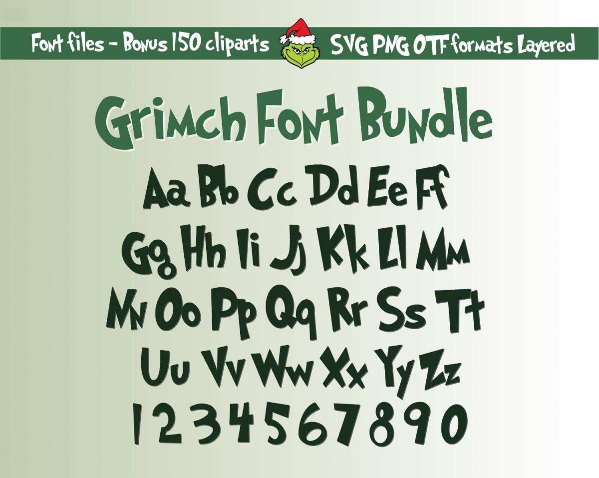 Whoville Christmas Alphabet Green Monster Font SVG PNG Otf Ttf Bonus