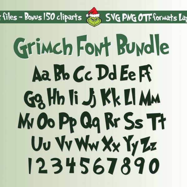 Whoville Christmas Alphabet Green Monster Font SVG PNG Otf Ttf Bonus