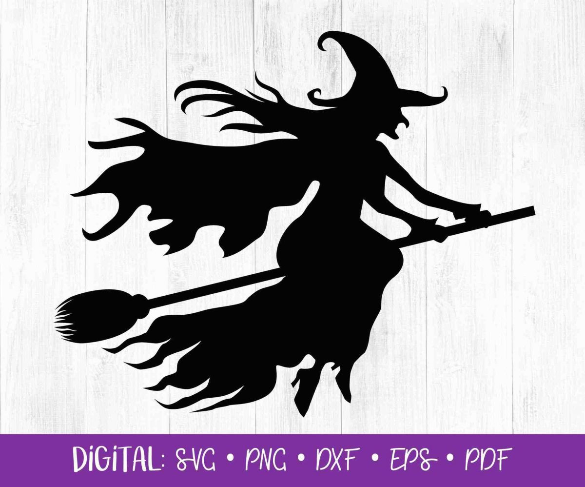 Wicked Witch SVG Silhouette Clipart Halloween Flying Witch PNG