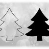 Winter Wonderland Evergreen Tree Clipart in Black Solid and Outline