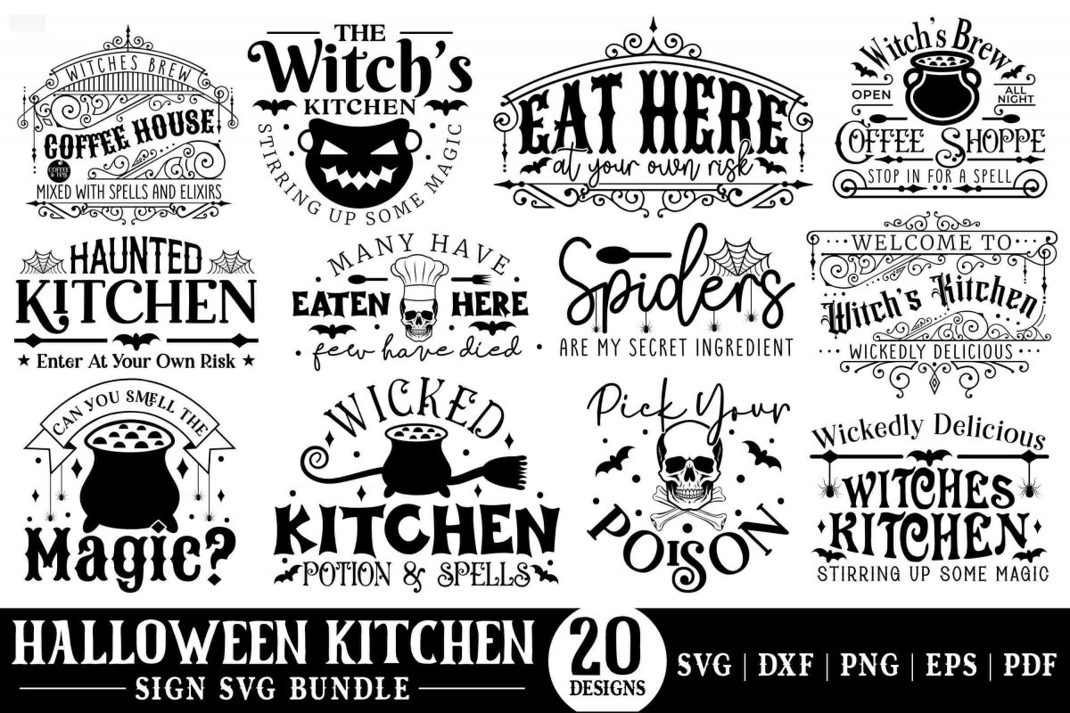 Witchy Halloween Kitchen SVG Bundle