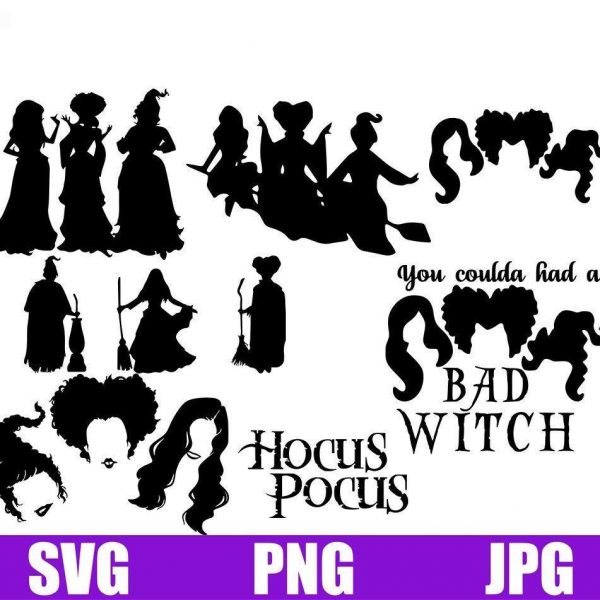 Witchy SVG Collection Sanderson Sisters Halloween Monograms for