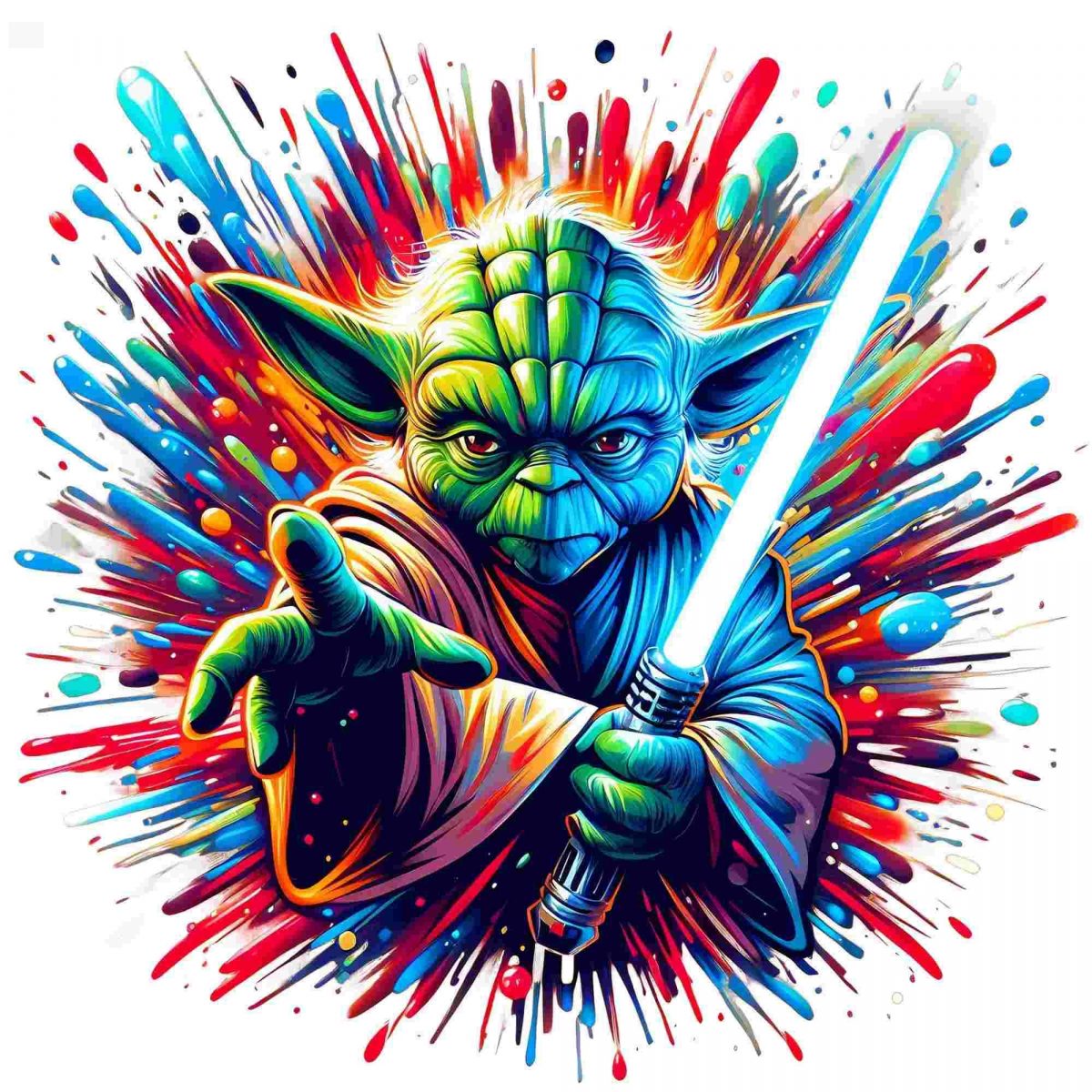 Yoda Watercolor Design SVG Sublimation Star Wars Movie PNG Tshirt